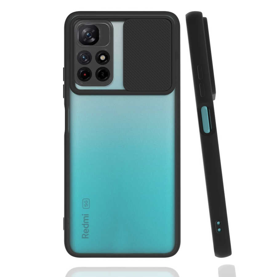 Xiaomi Poco M4 Pro 5G Kılıf Zore Lensi Kapak - Siyah