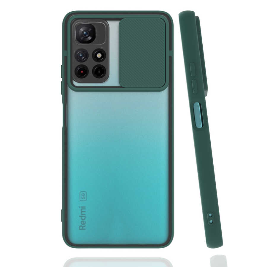 Xiaomi Poco M4 Pro 5G Kılıf Zore Lensi Kapak - Koyu Yeşil