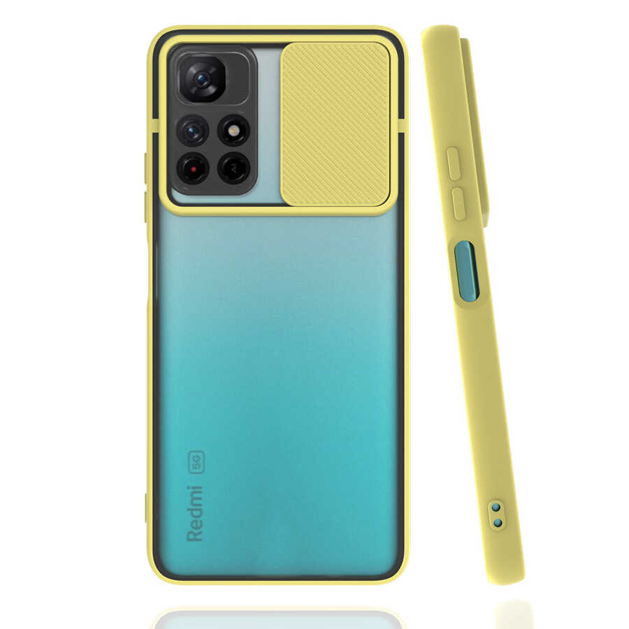 Xiaomi Poco M4 Pro 5G Kılıf Zore Lensi Kapak - Sarı