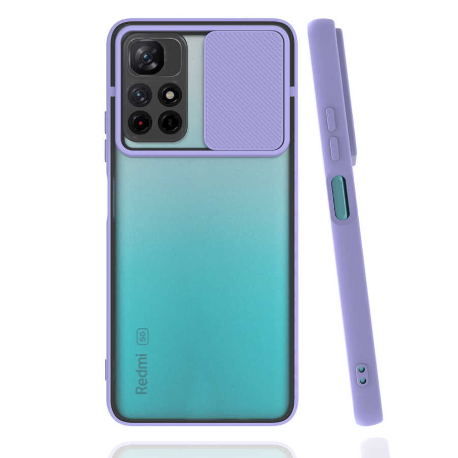 Xiaomi Poco M4 Pro 5G Kılıf Zore Lensi Kapak - Lila