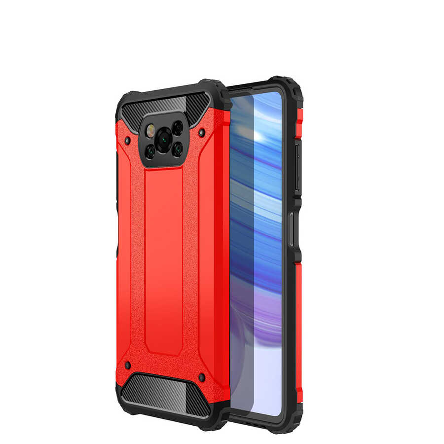 Xiaomi Poco X3 Kılıf Zore Crash Silikon Kapak - Kırmızı