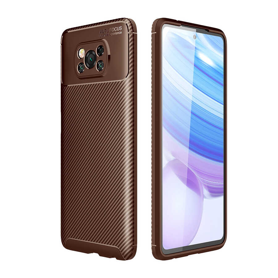 Xiaomi Poco X3 Kılıf Zore Negro Silikon Kapak - Kahverengi