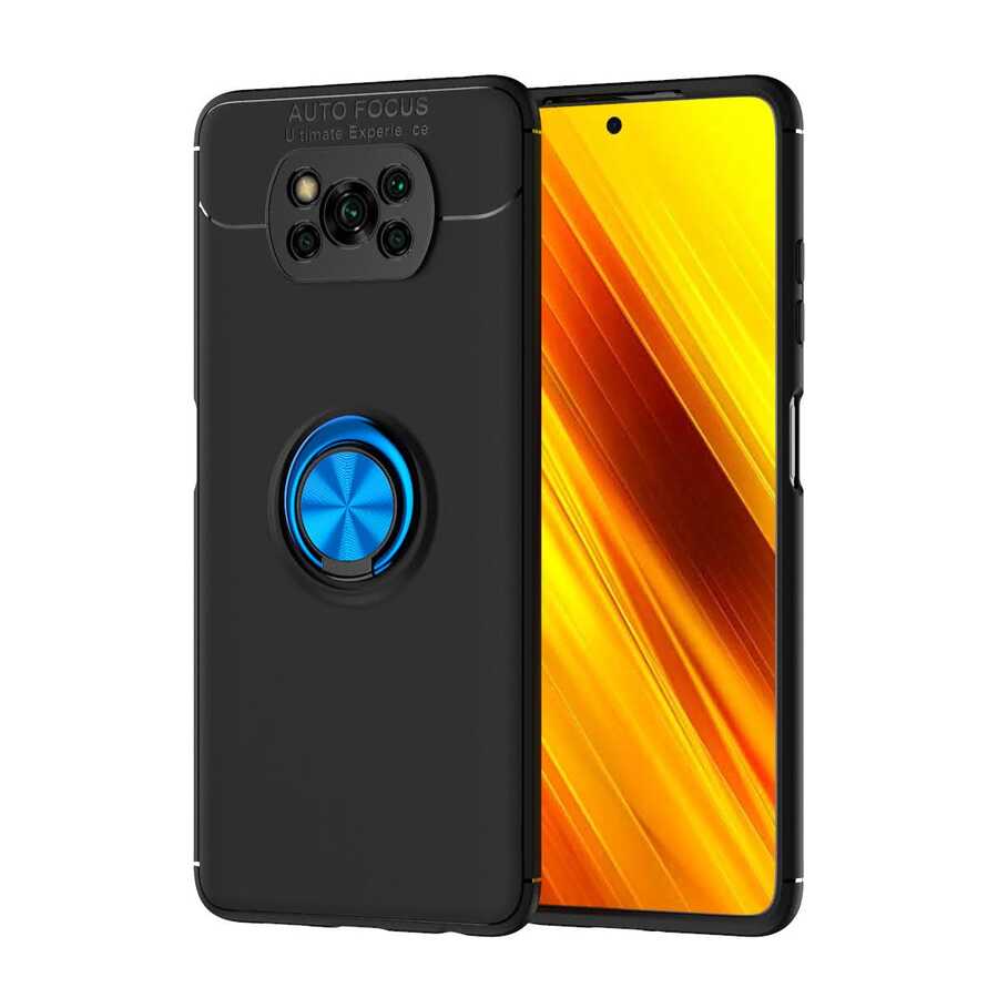 Xiaomi Poco X3 Kılıf Zore Ravel Silikon Kapak - Siyah-Mavi