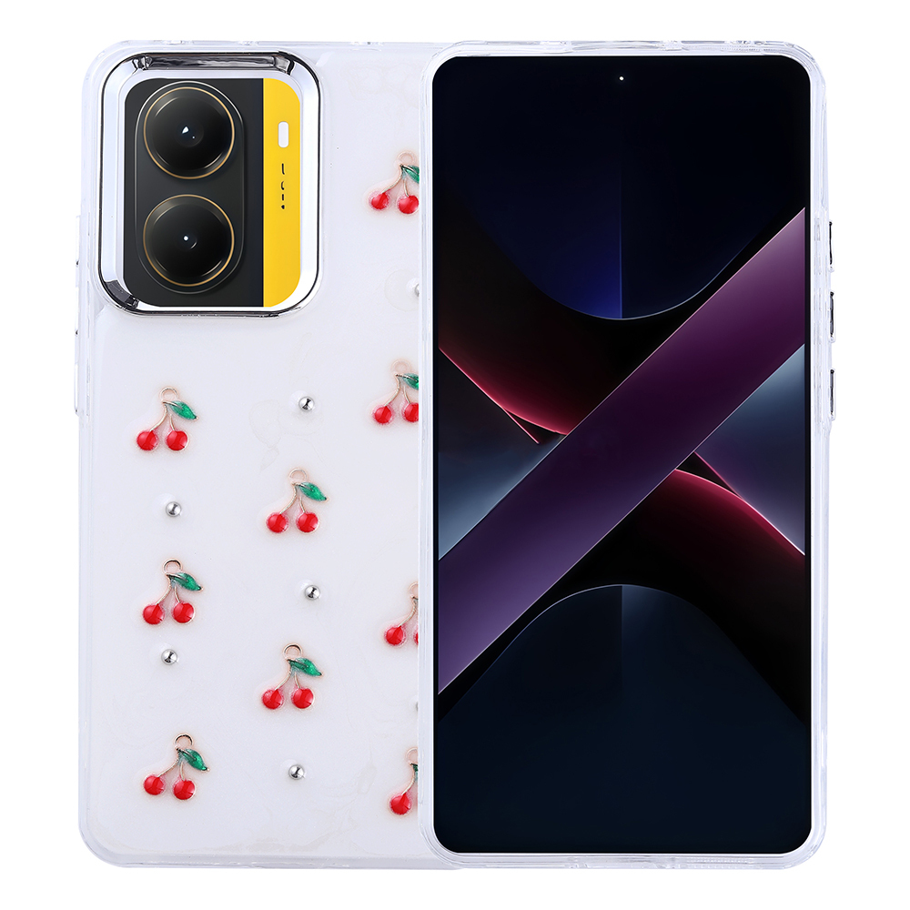 Poco X7 Pro Kılıf Airbag Tasarımlı Simli Şeffaf NXXA Kutup Kapak - Kiraz