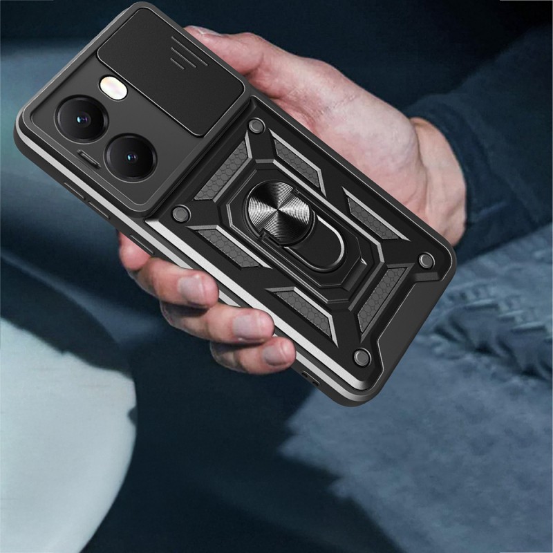 Xiaomi Poco X7 Pro Kılıf Magnetik Standlı Kamera Korumalı Zore Sürgülü Vega Kapak - 9