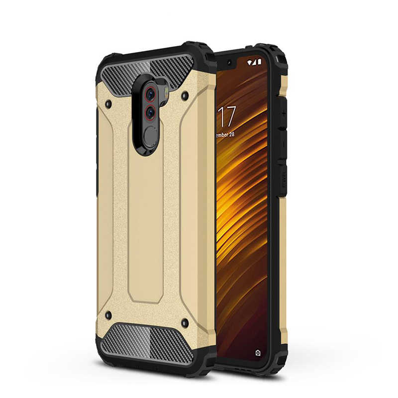 Xiaomi Pocophone F1 Kılıf Zore Crash Silikon Kapak - Gold