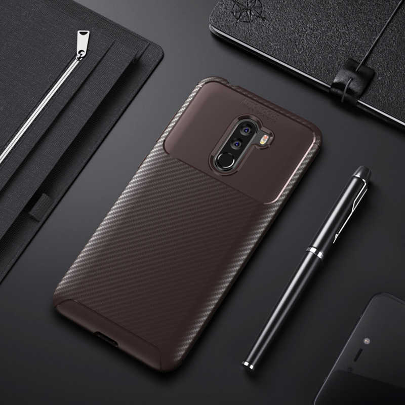 Xiaomi Pocophone F1 Kılıf Zore Negro Silikon Kapak - Kahverengi