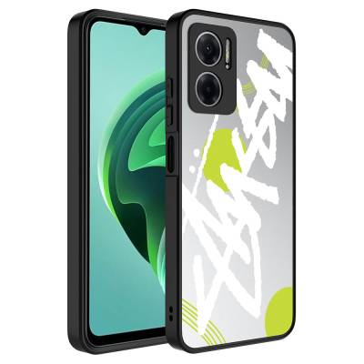 Xiaomi Redmi 10 5G Case Mirror Patterned Camera Protection Glossy Zore Mirror Cover Yazı