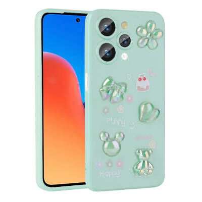 Xiaomi Redmi 12 4G Kılıf Kabartma Figürlü Parlak Zore Toys Silikon Kapak - Zore