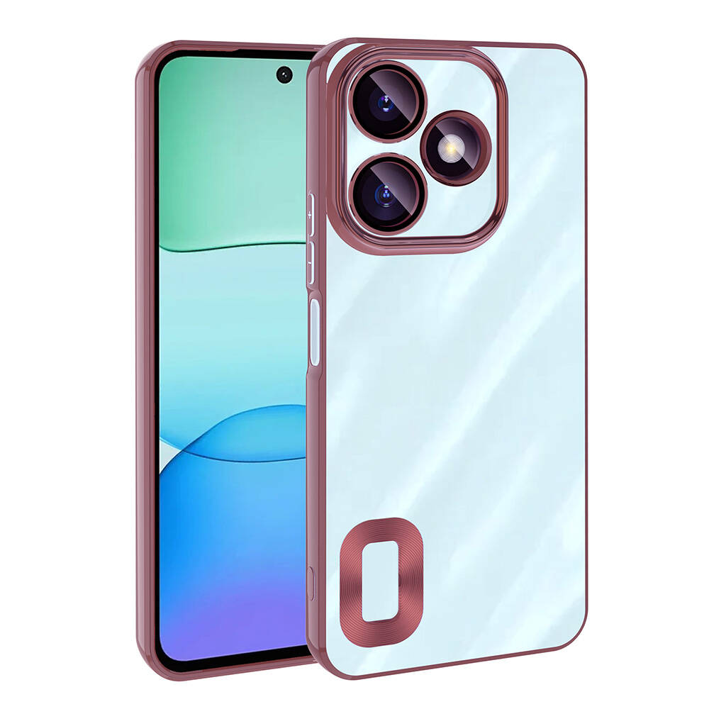 Xiaomi Redmi 13 4G Kılıf Kamera Korumalı Logo Gösteren Zore Omega Kapak - Rose Gold