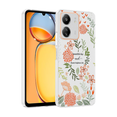 Xiaomi Redmi 13C Case with Camera Protector, Patterned Zore Clip Cover - Zore