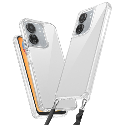 Xiaomi Redmi 13C Case Zore Snap Silicone Cover with Airbag and Attachable Strap - Zore