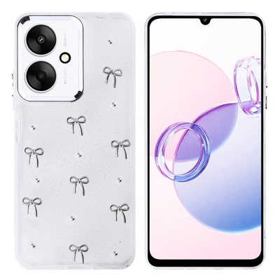 Xiaomi Redmi 13C Kılıf Airbag Tasarımlı Simli Şeffaf Zore Kutup Kapak - Zore