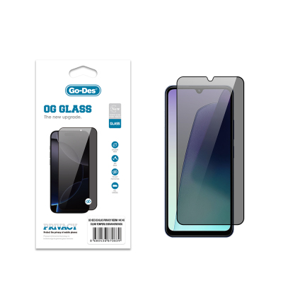 Xiaomi Redmi 14C 4G Go Des OG Glass Privacy Antistatik Temperli Cam Ekran Koruyucu - Go Des