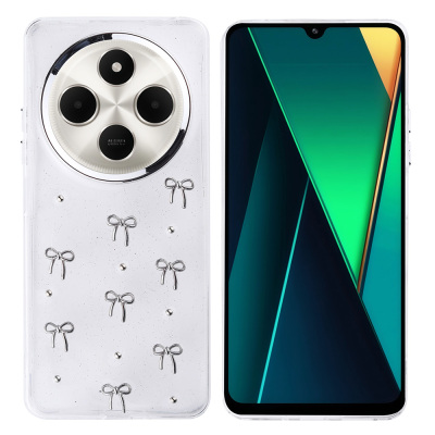 Xiaomi Redmi 14C 4G Kılıf Airbag Tasarımlı Simli Şeffaf Zore Kutup Kapak - Zore