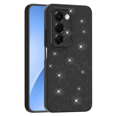 Xiaomi Redmi 15 Case with Camera Protection, Glittery Luxury Zore Cotton Cover Black