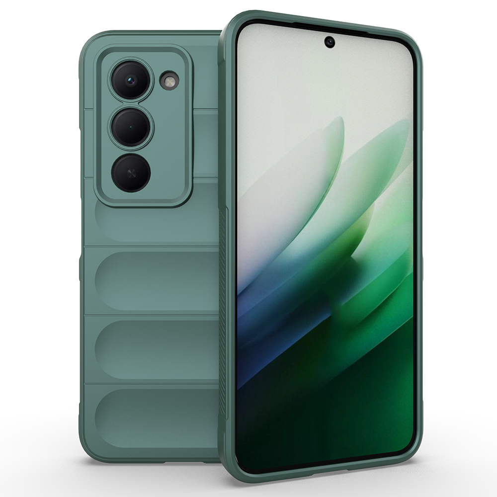 Xiaomi Redmi 15 Kılıf Esnek TPU Oyuklu Arka Yüzey Tasarımlı Zore Etnik Silikon Kapak - Koyu Yeşil