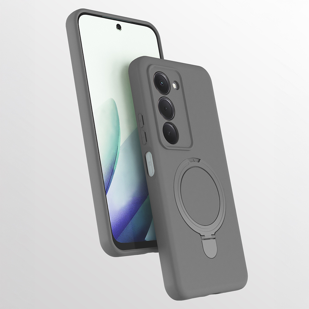 Xiaomi Redmi 15 Kılıf M-safe Şarj Özellikli Standlı Zore Samara Kapak - Titanyum-Gri