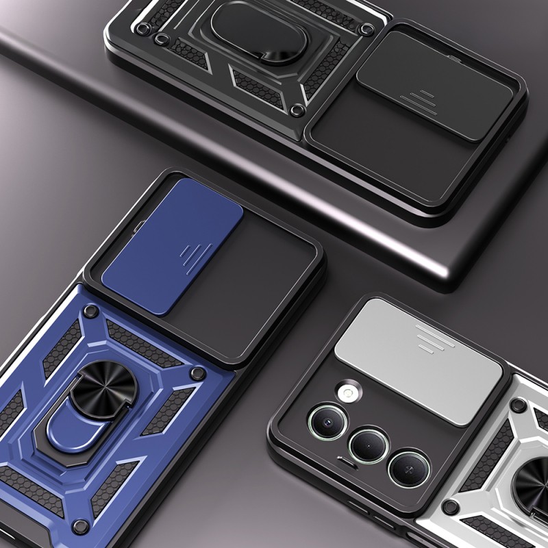 Xiaomi Redmi 15 Kılıf Magnetik Standlı Kamera Korumalı Zore Sürgülü Vega Kapak - 9