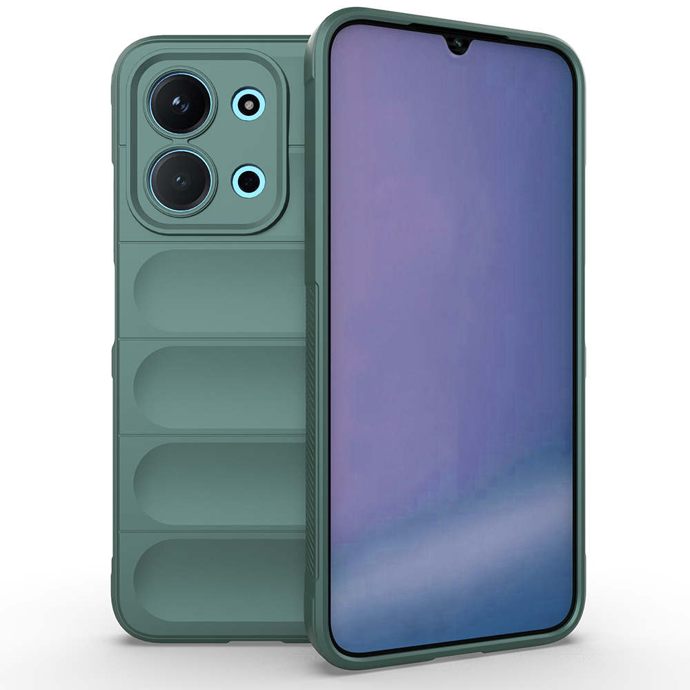 Redmi 15C 4G Kılıf Esnek TPU Oyuklu Arka Yüzey Tasarımlı Zore Etnik Silikon Kapak - Koyu Yeşil