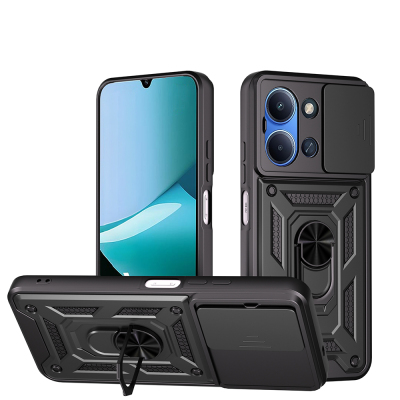 Xiaomi Redmi 15C Case Magnetic Stand Camera Protection Zore Sliding Vega Cover - Zore