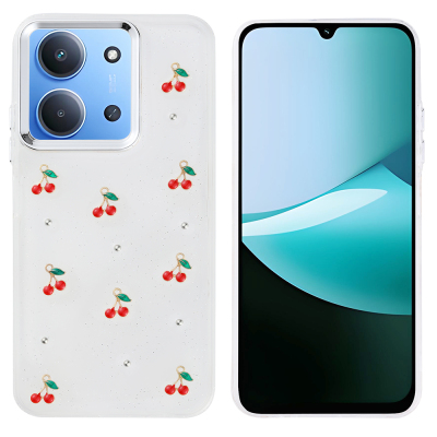 Xiaomi Redmi 15C Kılıf Airbag Tasarımlı Simli Şeffaf Zore Kutup Kapak - Zore