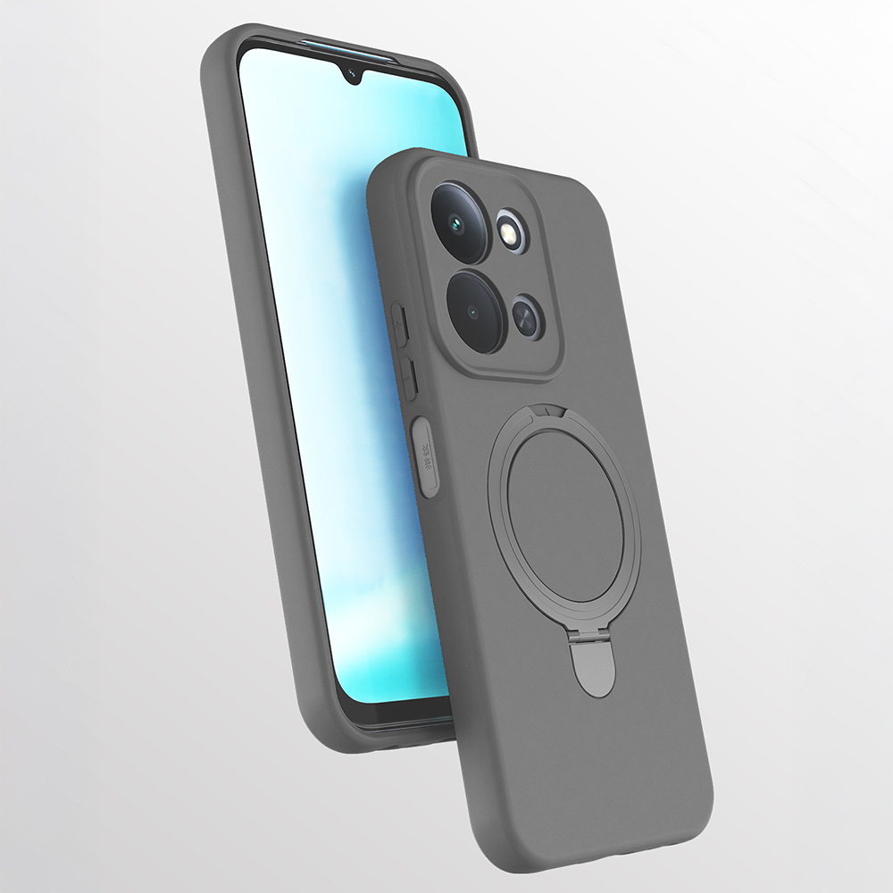 Xiaomi Redmi 15C Kılıf M-safe Şarj Özellikli Standlı Zore Samara Kapak - Titanyum-Gri