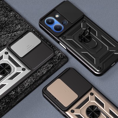 Xiaomi Redmi 15C Kılıf Magnetik Standlı Kamera Korumalı Zore Sürgülü Vega Kapak - 4