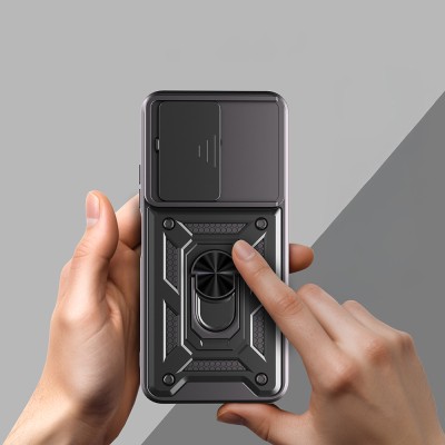 Xiaomi Redmi 15C Kılıf Magnetik Standlı Kamera Korumalı Zore Sürgülü Vega Kapak - 7