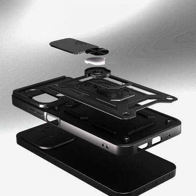 Xiaomi Redmi 15C Kılıf Magnetik Standlı Kamera Korumalı Zore Sürgülü Vega Kapak - 11