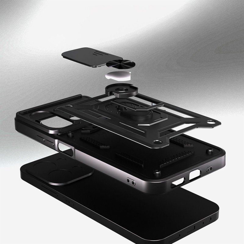 Xiaomi Redmi 15C Kılıf Magnetik Standlı Kamera Korumalı Zore Sürgülü Vega Kapak - 11