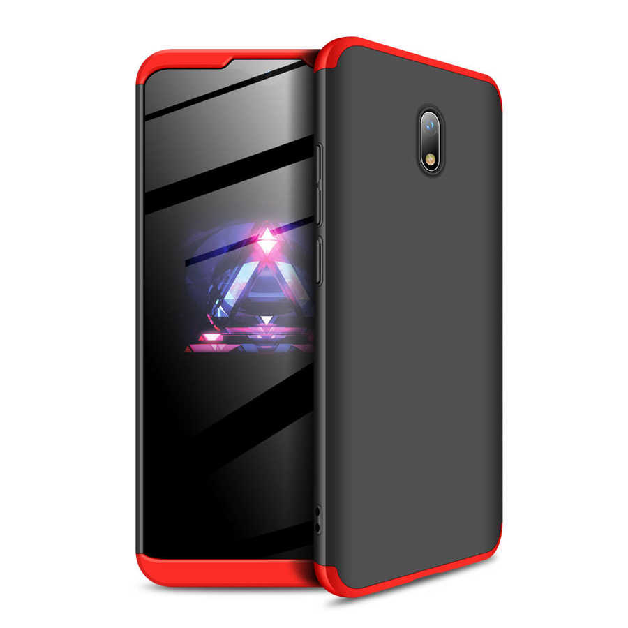Xiaomi Redmi 8A Kılıf Zore Ays Kapak - Siyah-Kırmızı