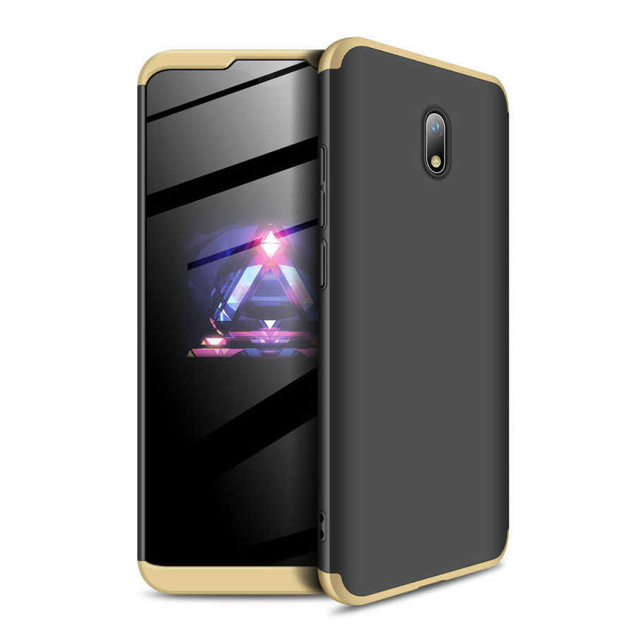 Xiaomi Redmi 8A Kılıf Zore Ays Kapak - Siyah-Gold