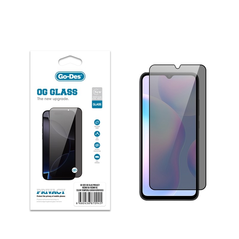 Xiaomi Redmi 9C Go Des OG Glass Privacy Antistatic Tempered Glass Screen Protector - 1