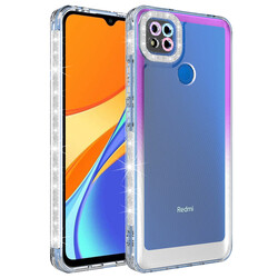 Xiaomi Redmi 9C Kılıf Simli ve Renk Geçiş Tasarımlı Lens Korumalı Zore Park Kapak - Zore