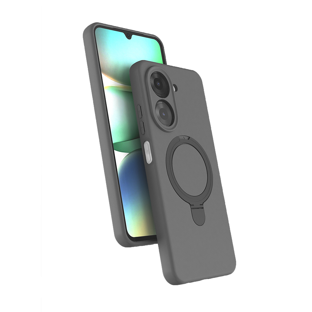 Xiaomi Redmi A7 Pro Kılıf M-safe Şarj Özellikli Standlı Zore Samara Kapak - Titanyum-Gri