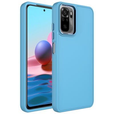Xiaomi Redmi Note 10 Kılıf Metal Çerçeve ve Buton Tasarımlı Silikon Zore Luna Kapak - 7