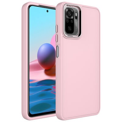 Xiaomi Redmi Note 10 Kılıf Metal Çerçeve ve Buton Tasarımlı Silikon Zore Luna Kapak - 10