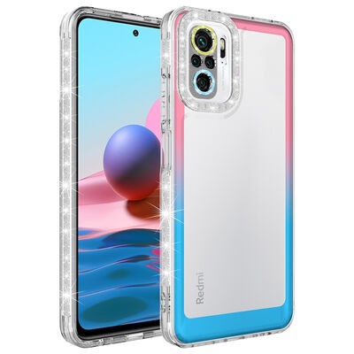 Xiaomi Redmi Note 10 Kılıf Simli ve Renk Geçiş Tasarımlı Lens Korumalı Zore Park Kapak - 4