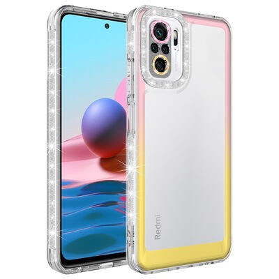 Xiaomi Redmi Note 10 Kılıf Simli ve Renk Geçiş Tasarımlı Lens Korumalı Zore Park Kapak - 7