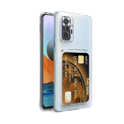 Xiaomi Redmi Note 10 Pro Case Transparent Zore Setra Clear Silicone Cover with Card Holder - 2