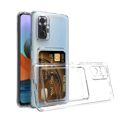 Xiaomi Redmi Note 10 Pro Case Transparent Zore Setra Clear Silicone Cover with Card Holder - Zore