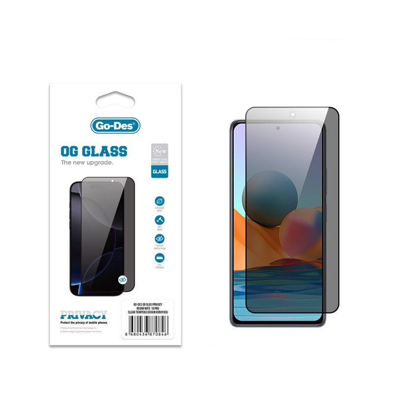 Xiaomi Redmi Note 10 Pro Go Des OG Glass Privacy Antistatic Tempered Glass Screen Protector - 1