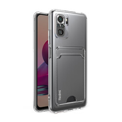Xiaomi Redmi Note 10S Case Card Holder Transparent Zore Setra Clear Silicone Cover - Zore