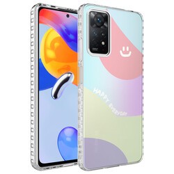 Xiaomi Redmi Note 11 Global Kılıf Airbag Kenarlı Renkli Desenli Silikon Zore Elegans Kapak NO7