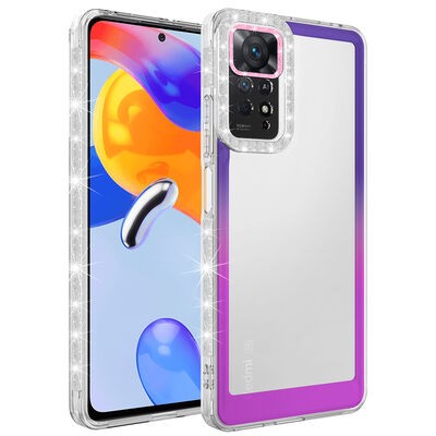 Xiaomi Redmi Note 11 Global Kılıf Simli ve Renk Geçiş Tasarımlı Lens Korumalı Zore Park Kapak - 8