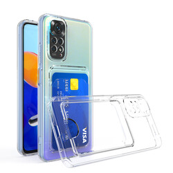 Xiaomi Redmi Note 11 Pro 5G Kılıf Kartlıklı Şeffaf Zore Setra Clear Silikon Kapak - Zore