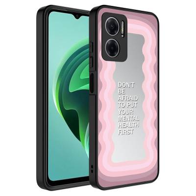 Xiaomi Redmi Note 11E Case Mirror Patterned Camera Protection Glossy Zore Mirror Cover - Zore