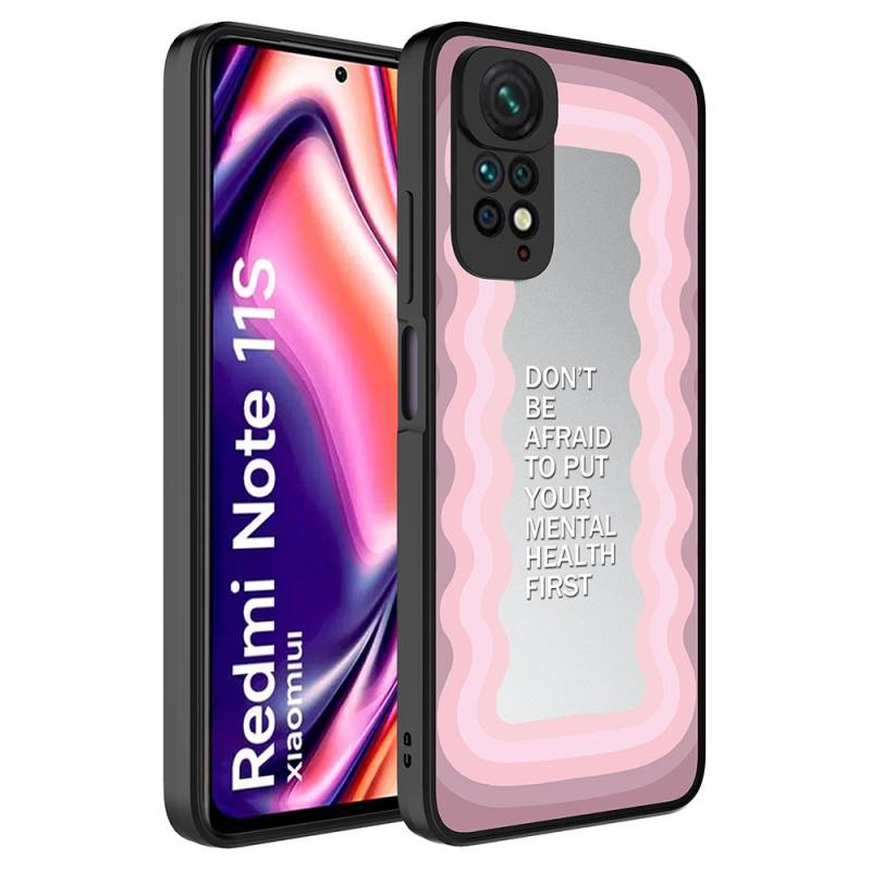 Xiaomi Redmi Note 11S Global Kılıf Aynalı Desenli Kamera Korumalı Parlak Zore Mirror Kapak - 5