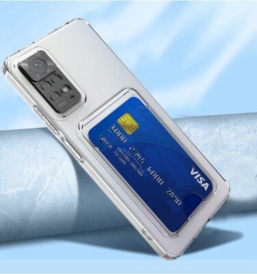 Xiaomi Redmi Note 11S Global Kılıf Kartlıklı Şeffaf Zore Setra Clear Silikon Kapak - 3